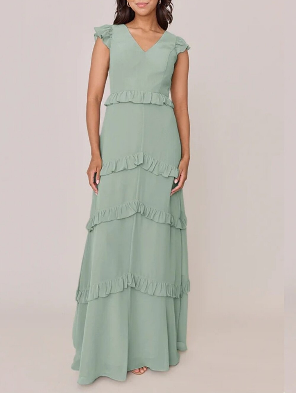 Revelry Amelia Dress Size 14 Sage Greeen Chiffon Long Formal Maxi Boho